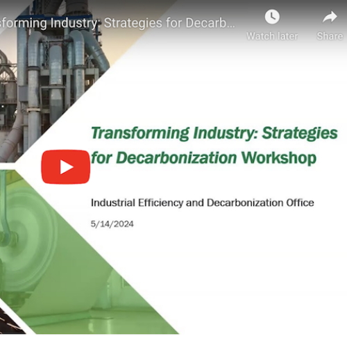 U.S. Department of Energy Workshop on Transforming Industry: Strategies for Decarbonization Text Version